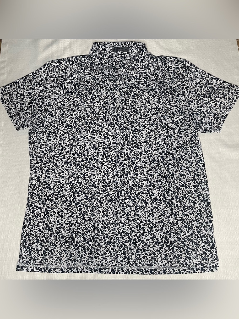 G/FORE Micro Floral Golf Polo Navy White Ditsy Print Country Club Chic Preppy